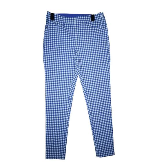 RLX Ralph Lauren Gingham Stretch Pants Size 8 Blue White Check Pull-On Golf - Picture 1 of 6